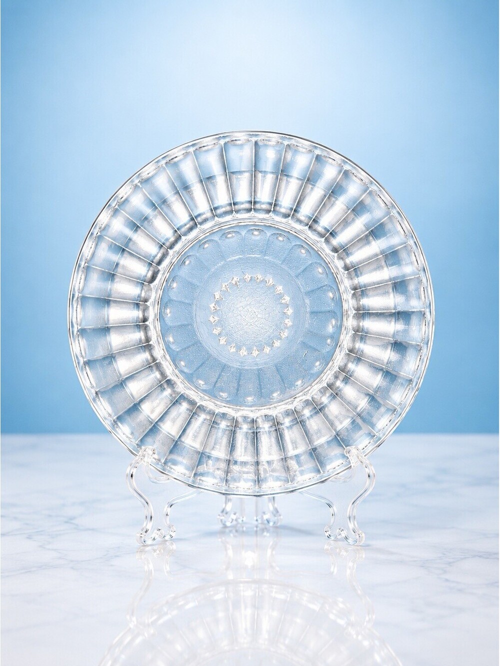 Anchor Hocking 1930s Luncheon Serving Plate Queen Mary Clear Glass, 8"